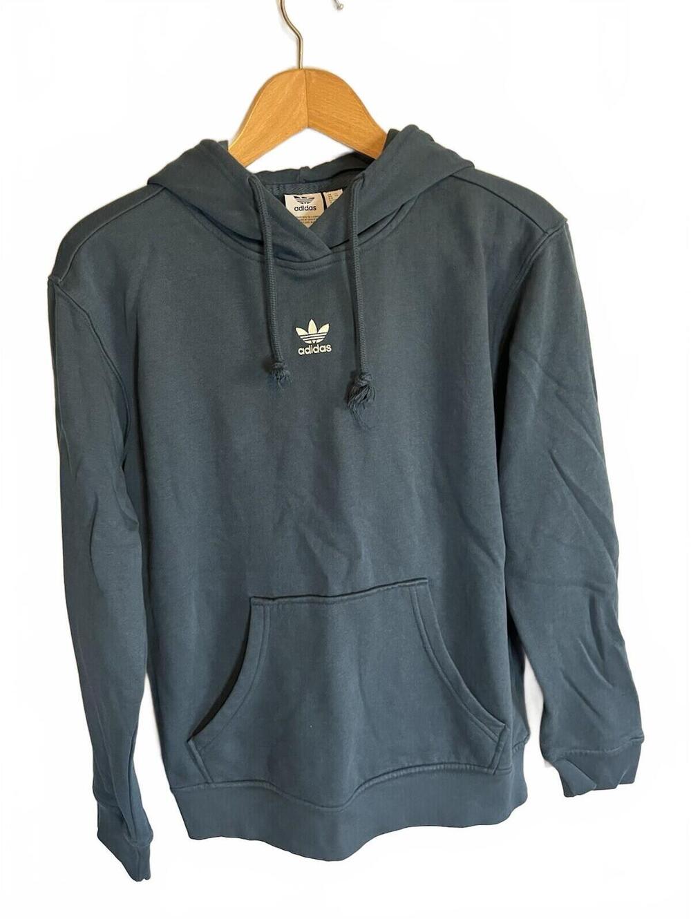 Adidas Hoodie Sweatshirt Women’s XS Blue Hooded pocket logo